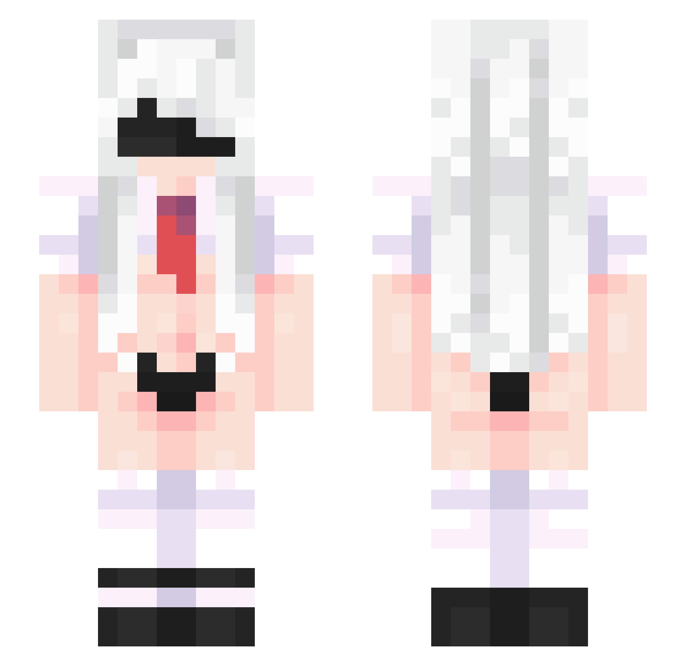 YourEGirl Minecraft skin, front and back view
