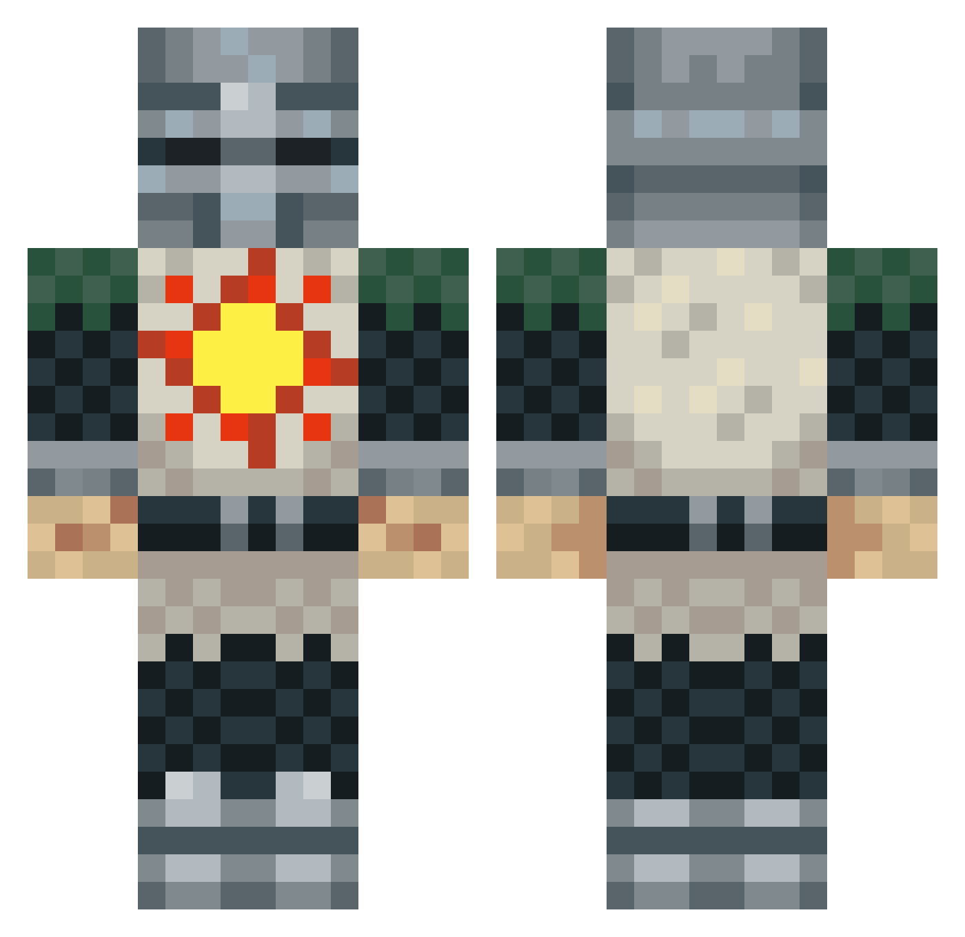 drewae Minecraft skin, front and back view