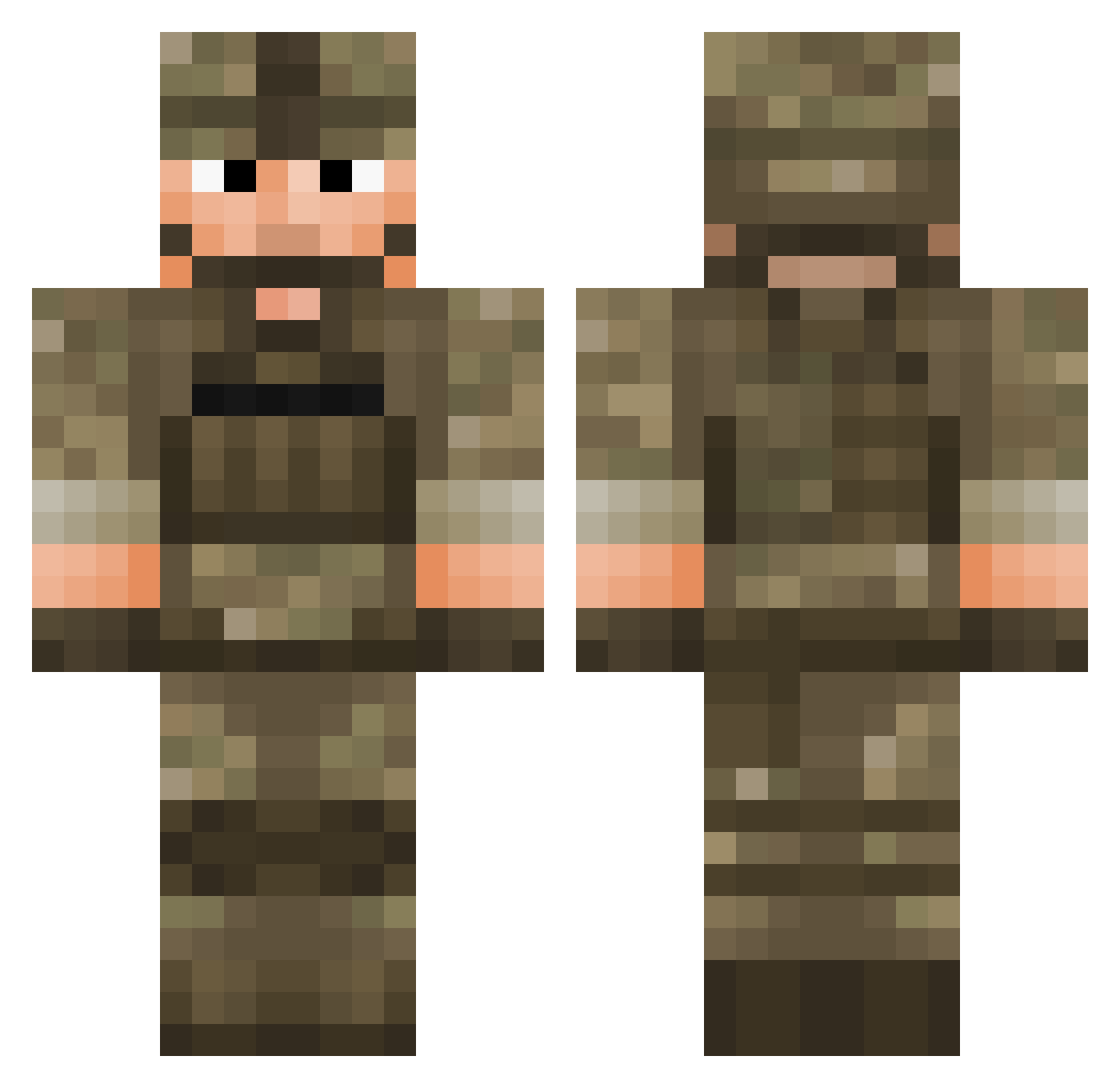 MNPeter Minecraft skin, front and back view