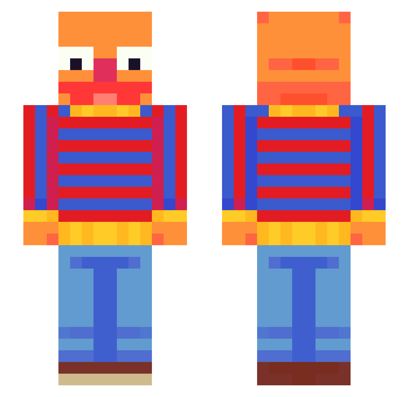 IGotWipedGG Minecraft skin, front and back view
