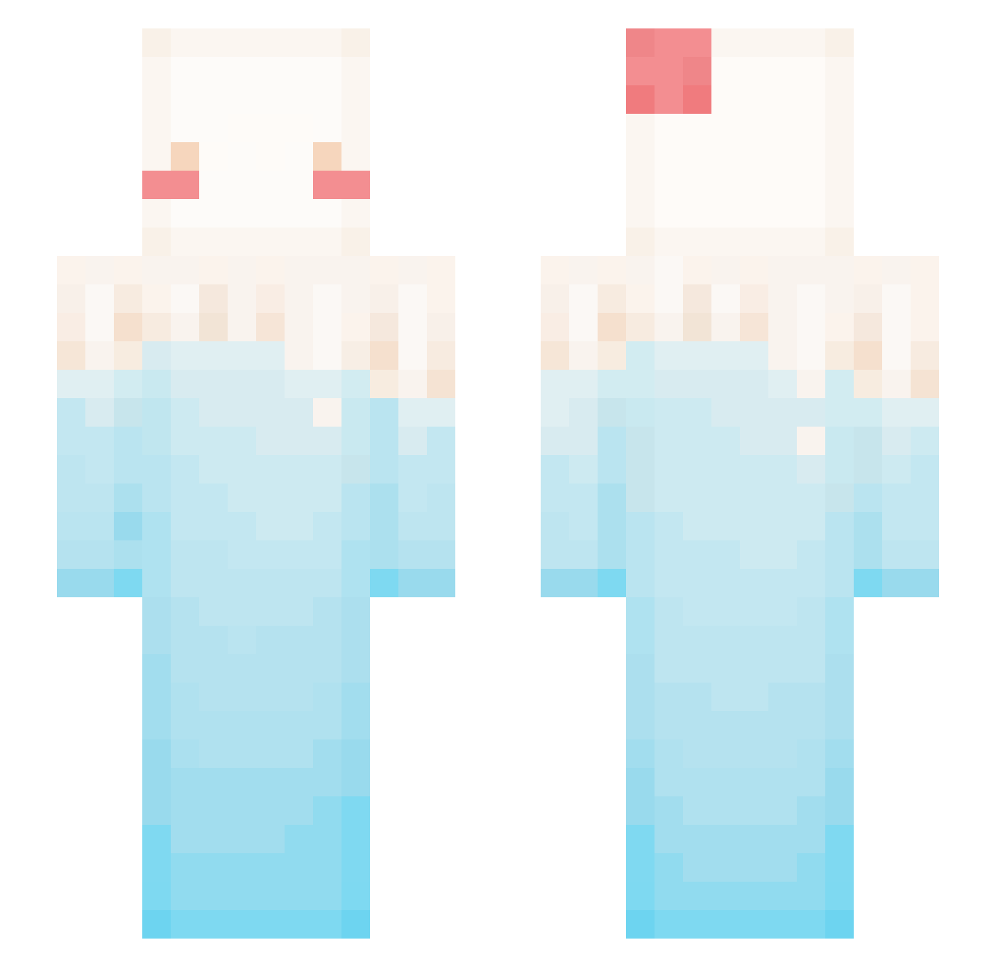 MeikoTime Minecraft skin, front and back view