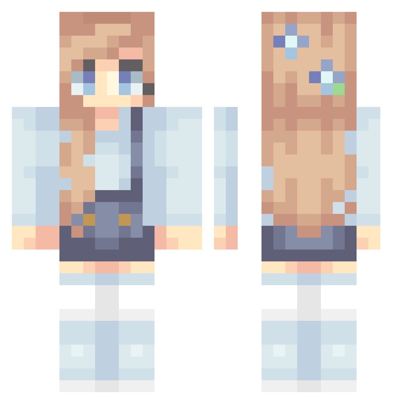 Blondyblocks Minecraft skin, front and back view