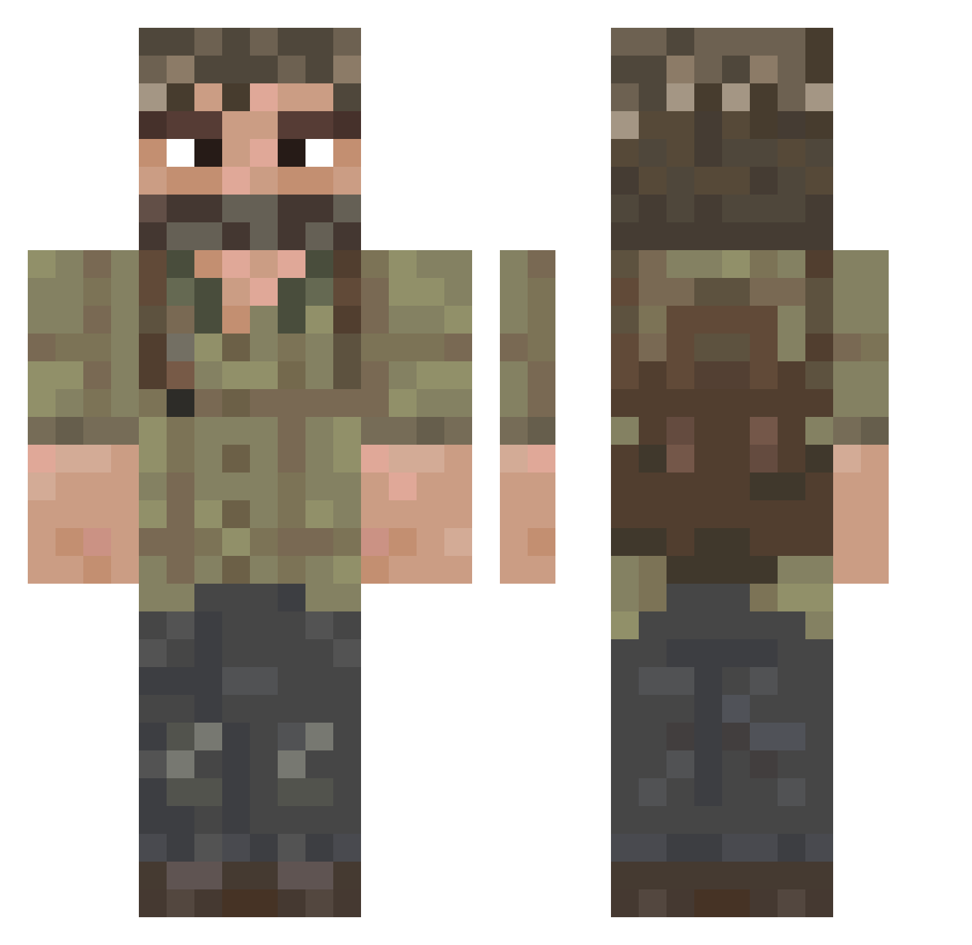 sezlu Minecraft skin, front and back view