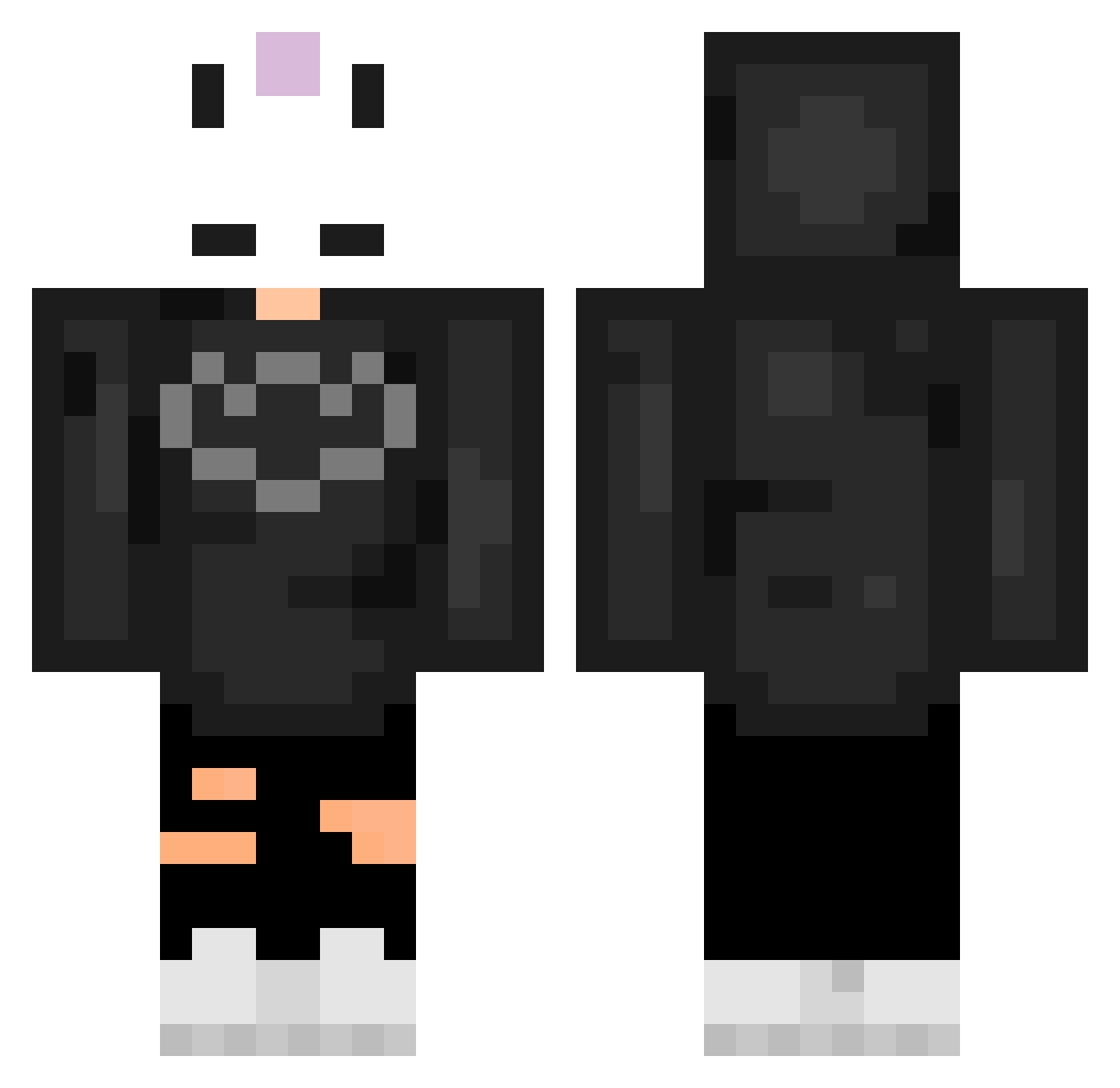 Yakkes Minecraft skin, front and back view