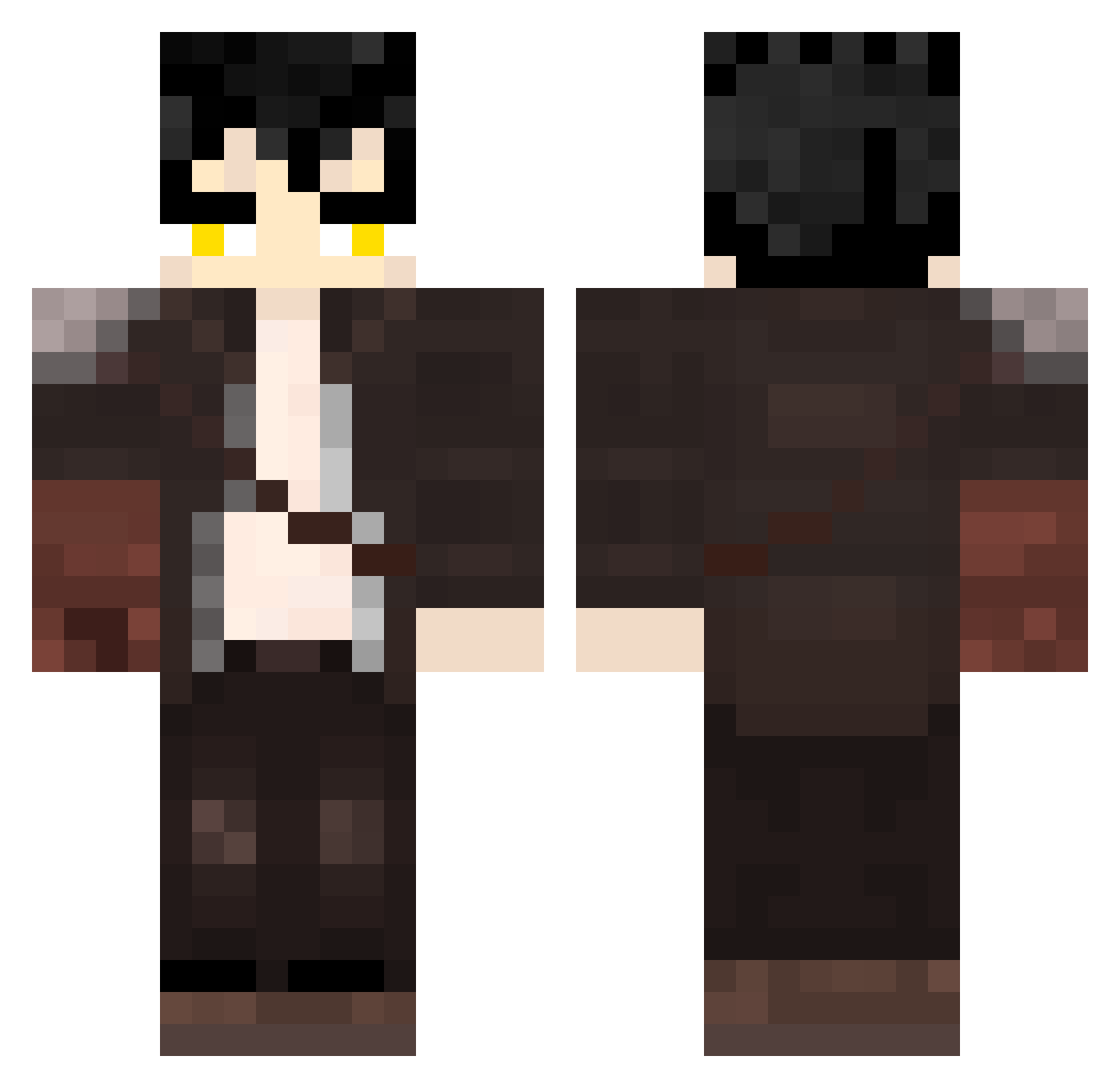 km0z Minecraft skin, front and back view