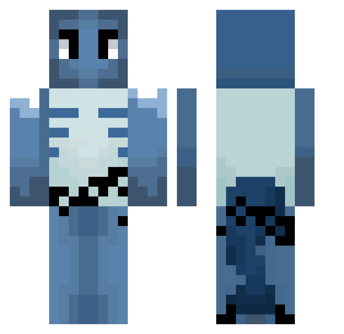 Aquawalker Minecraft skin, front and back view