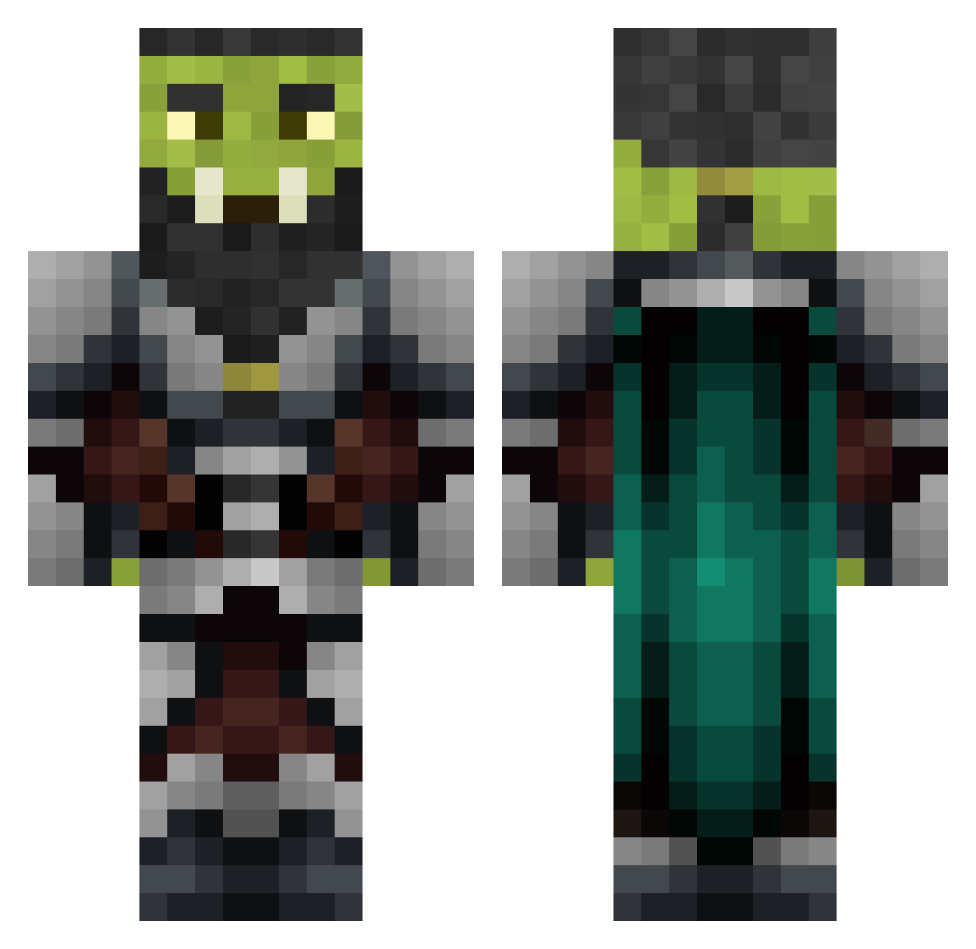 ThunderBzz Minecraft skin, front and back view