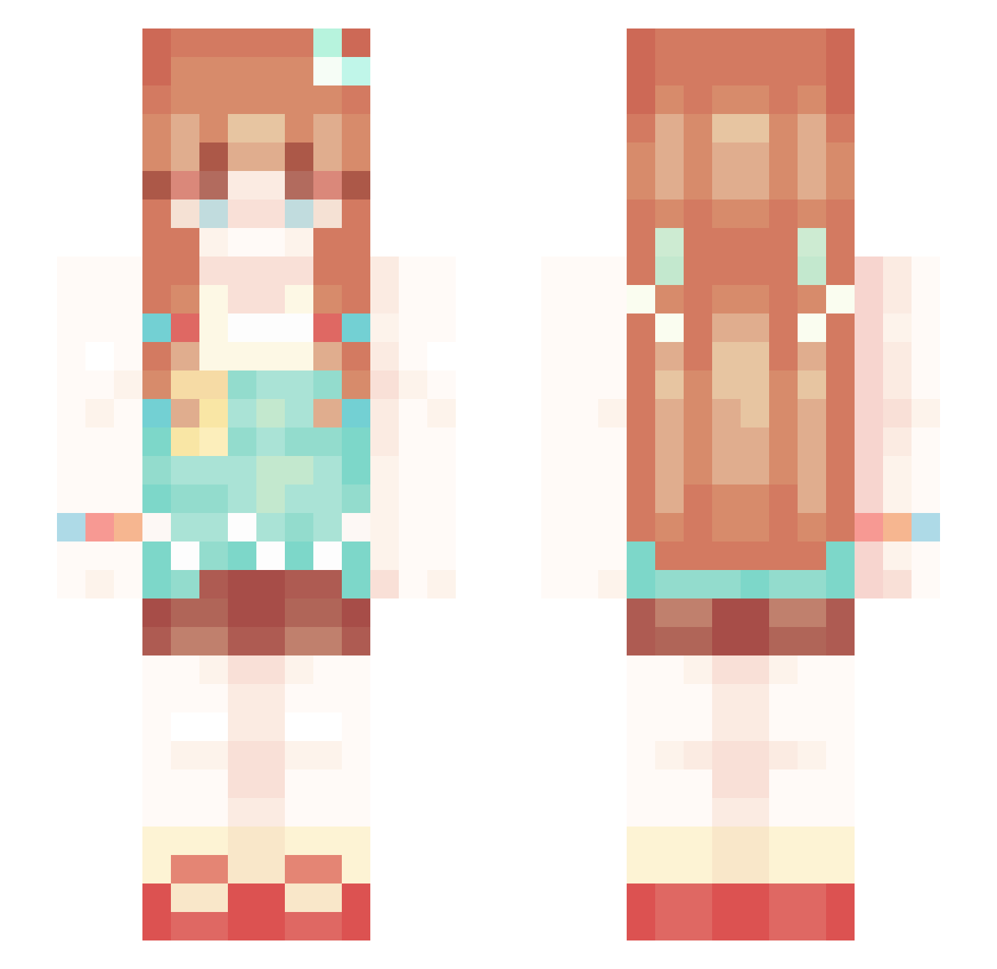 Peachki Minecraft skin, front and back view