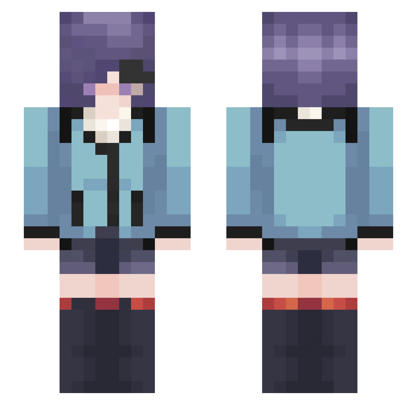 mptee Minecraft skin, front and back view