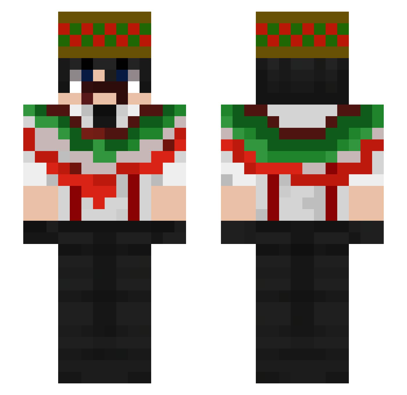 Filpcio Minecraft skin, front and back view