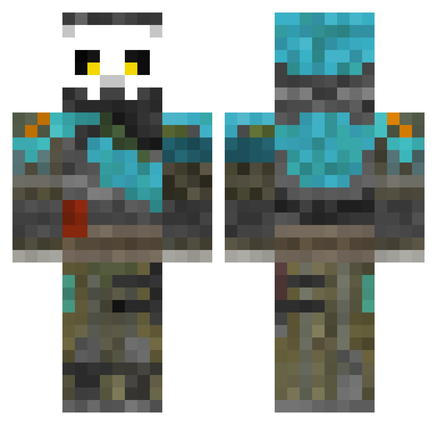 BlueChris14 Minecraft skin, front and back view