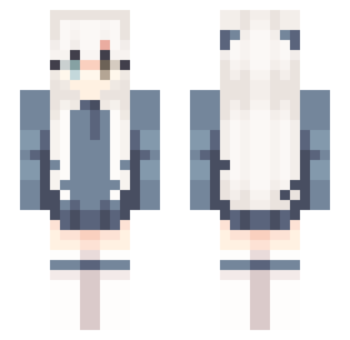 WinterQuinn Minecraft skin, front and back view