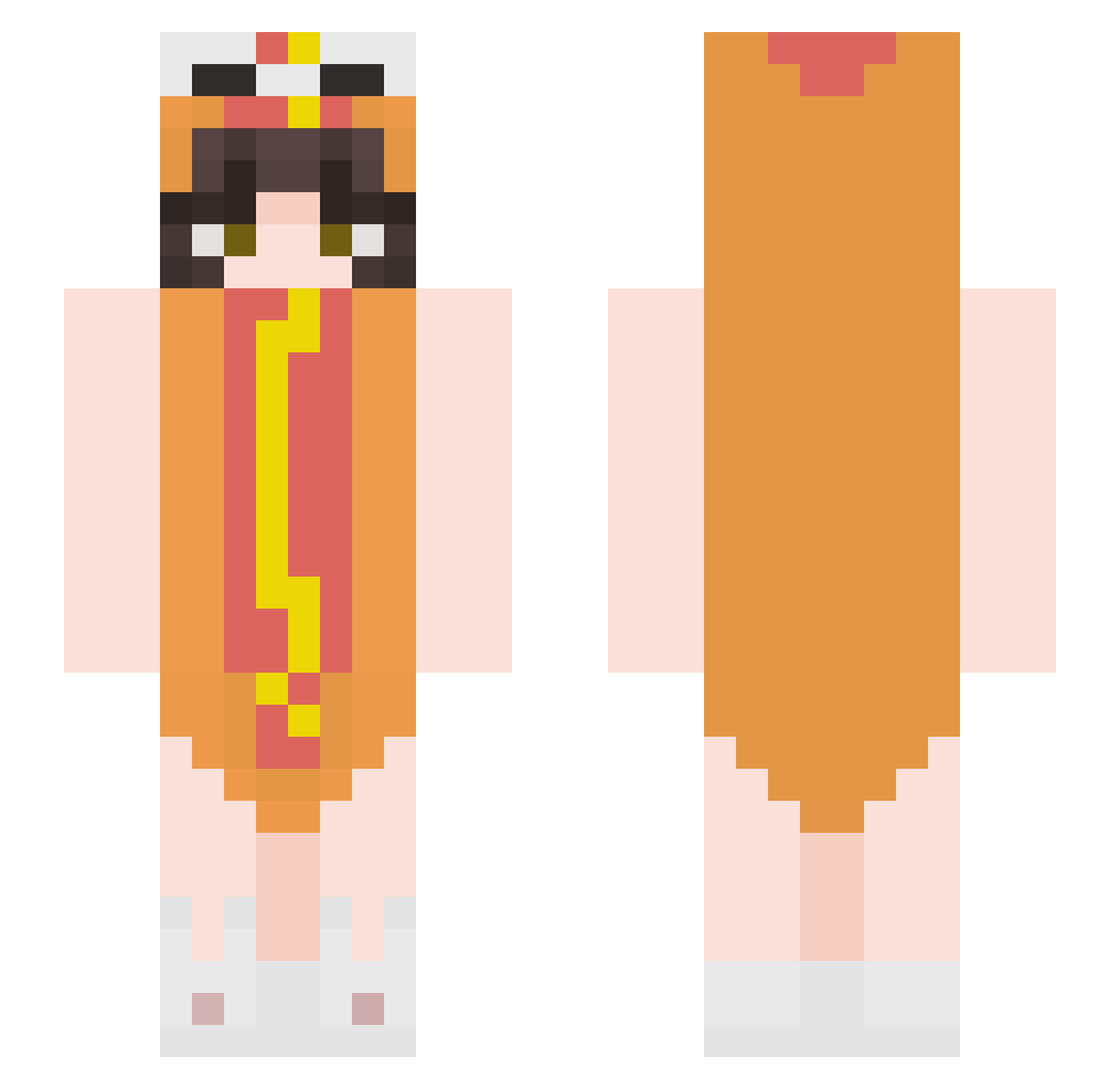 Clumsii Minecraft skin, front and back view
