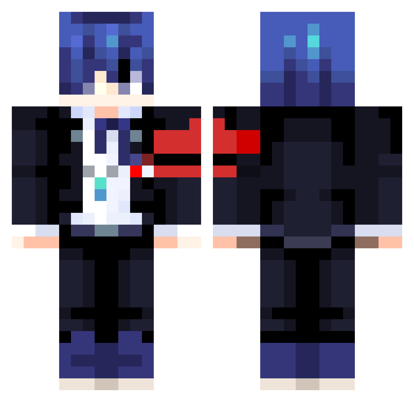 UNKNOWN_AW Minecraft skin, front and back view