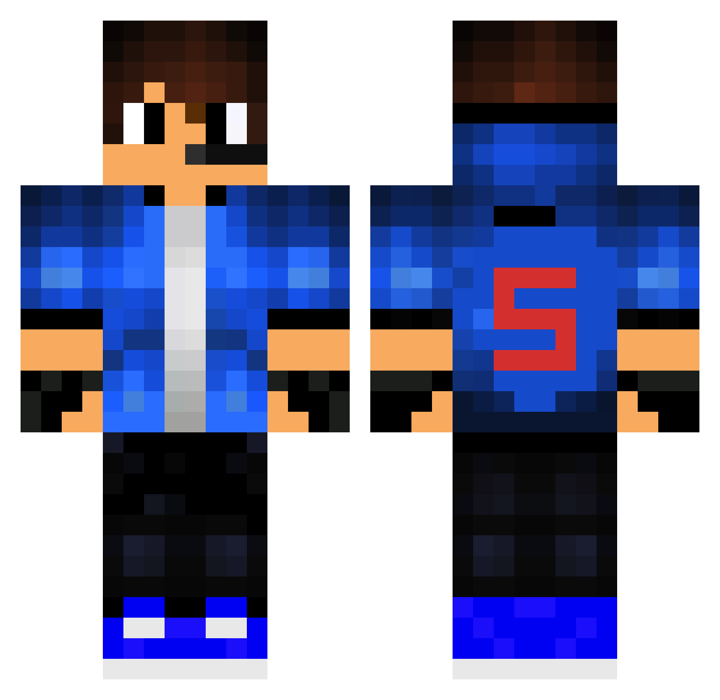 Jelos Minecraft skin, front and back view