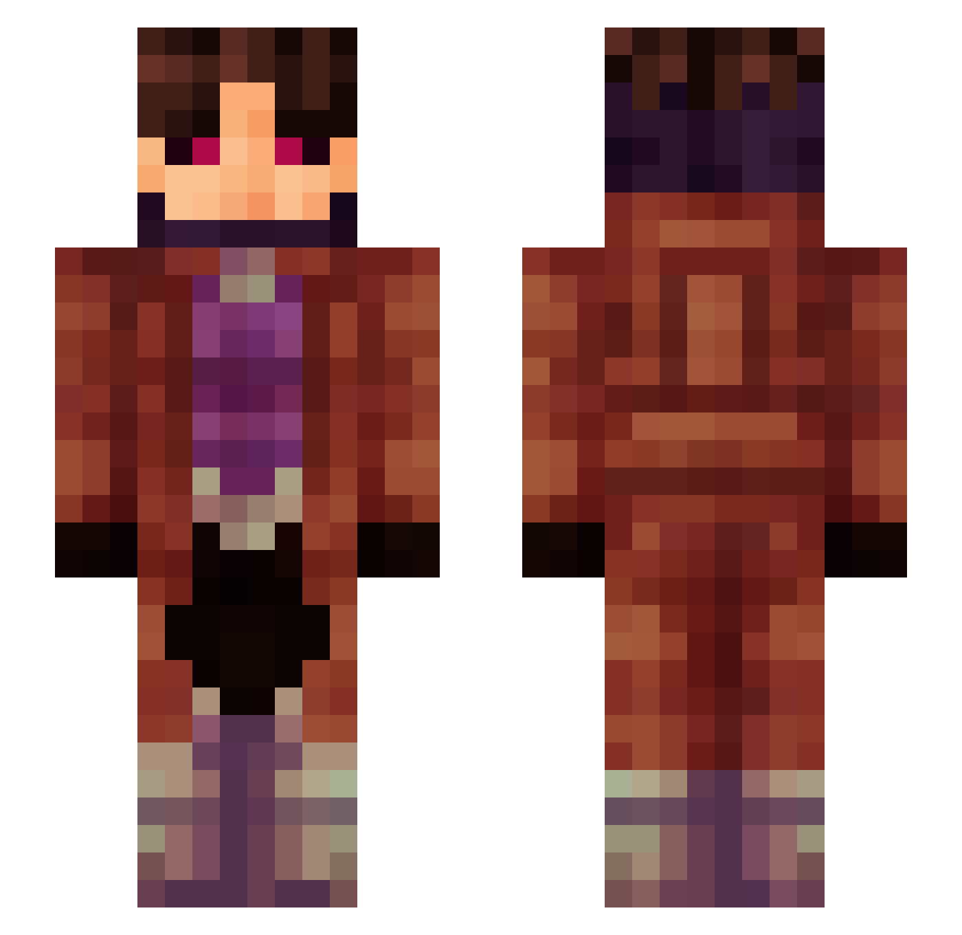 InexistentAtlas Minecraft skin, front and back view