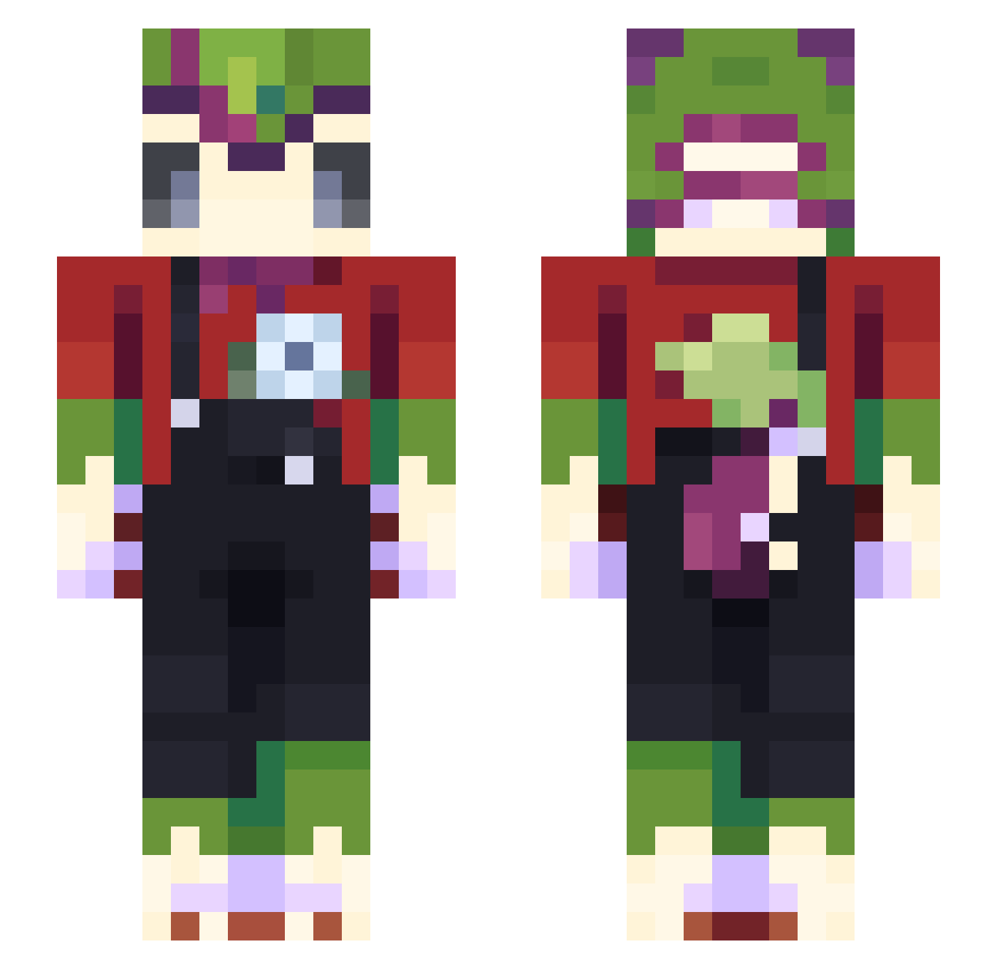 lunlyf Minecraft skin, front and back view