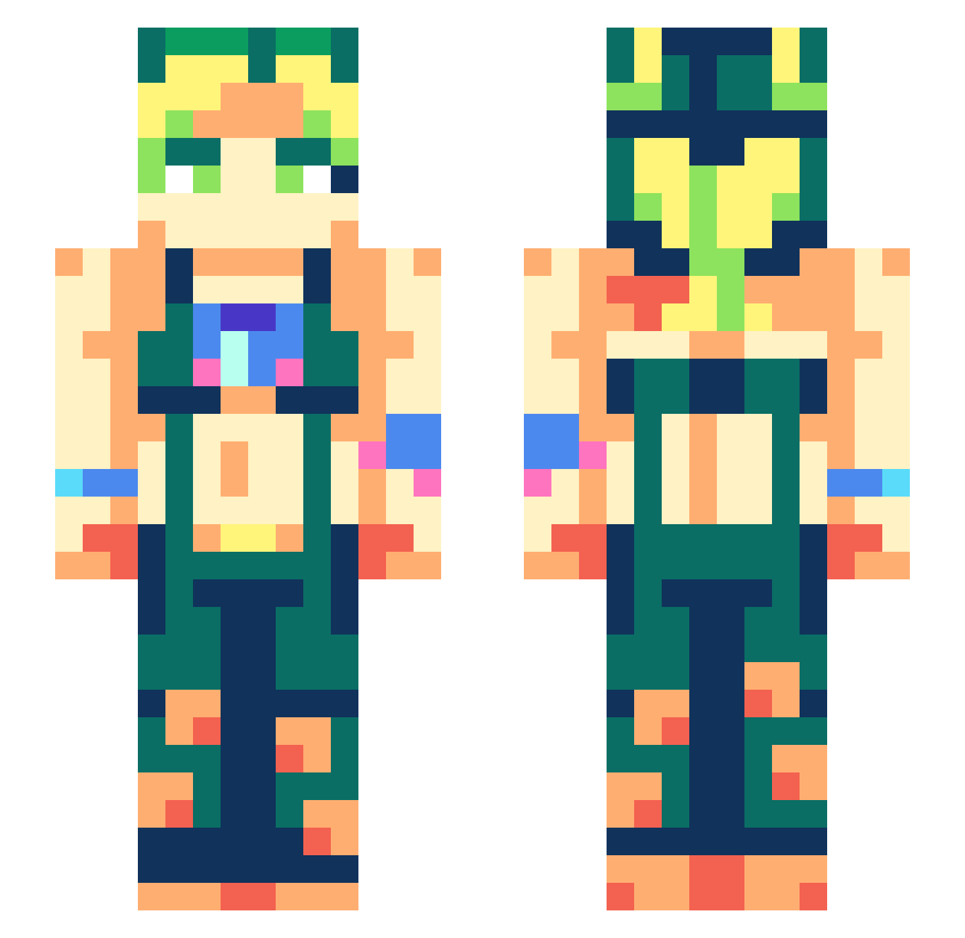 TewiAbyss Minecraft skin, front and back view
