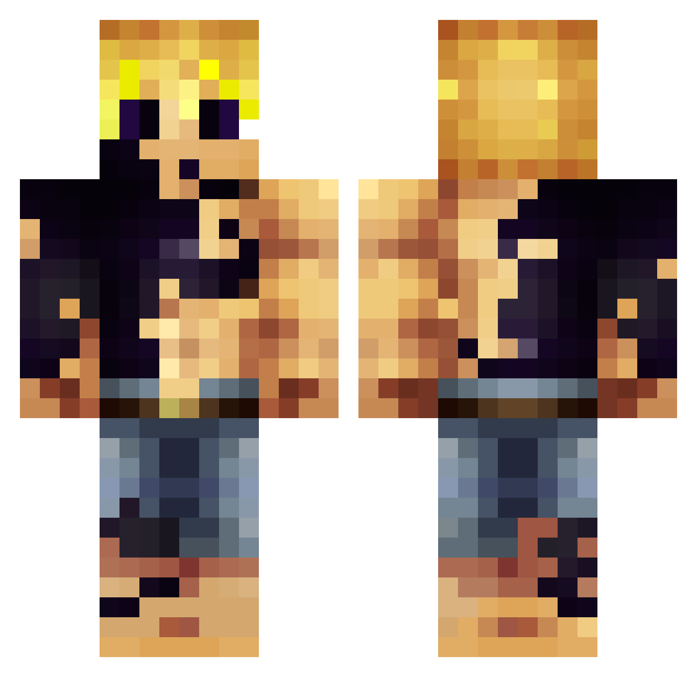 zeldrycks Minecraft skin, front and back view