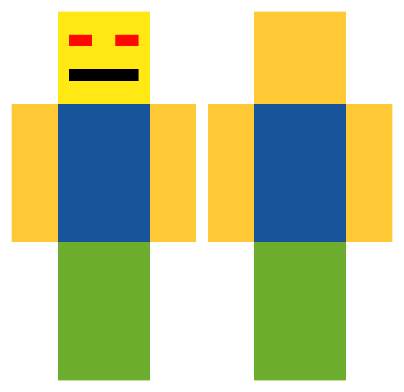 usedbat Minecraft skin, front and back view
