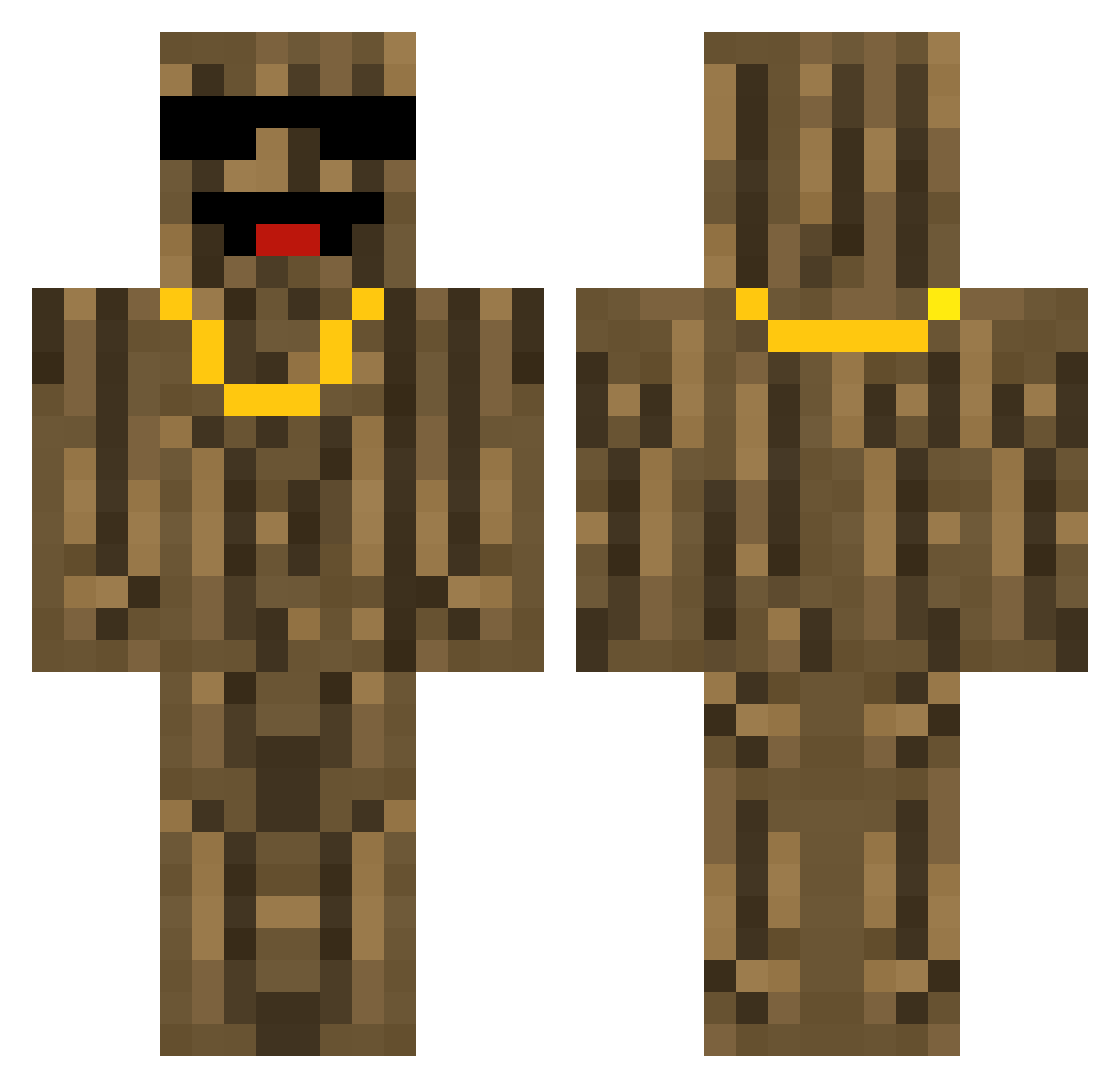 Twigless Minecraft skin, front and back view