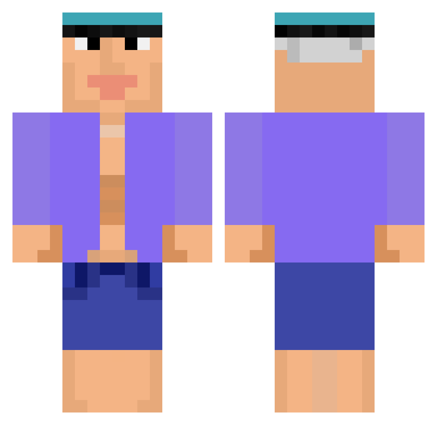 Ocke60 Minecraft skin, front and back view