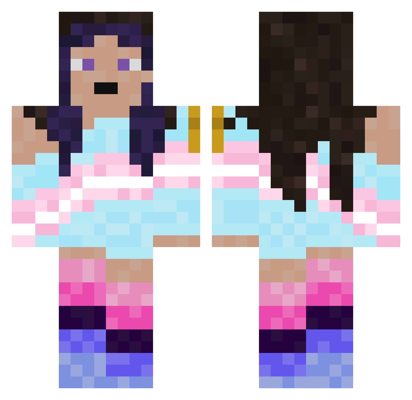 vii_wastaken Minecraft skin, front and back view