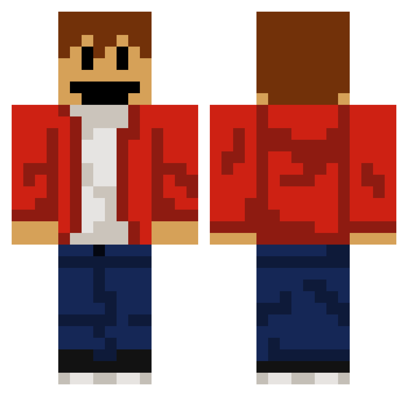 Upbeatjojo Minecraft skin, front and back view