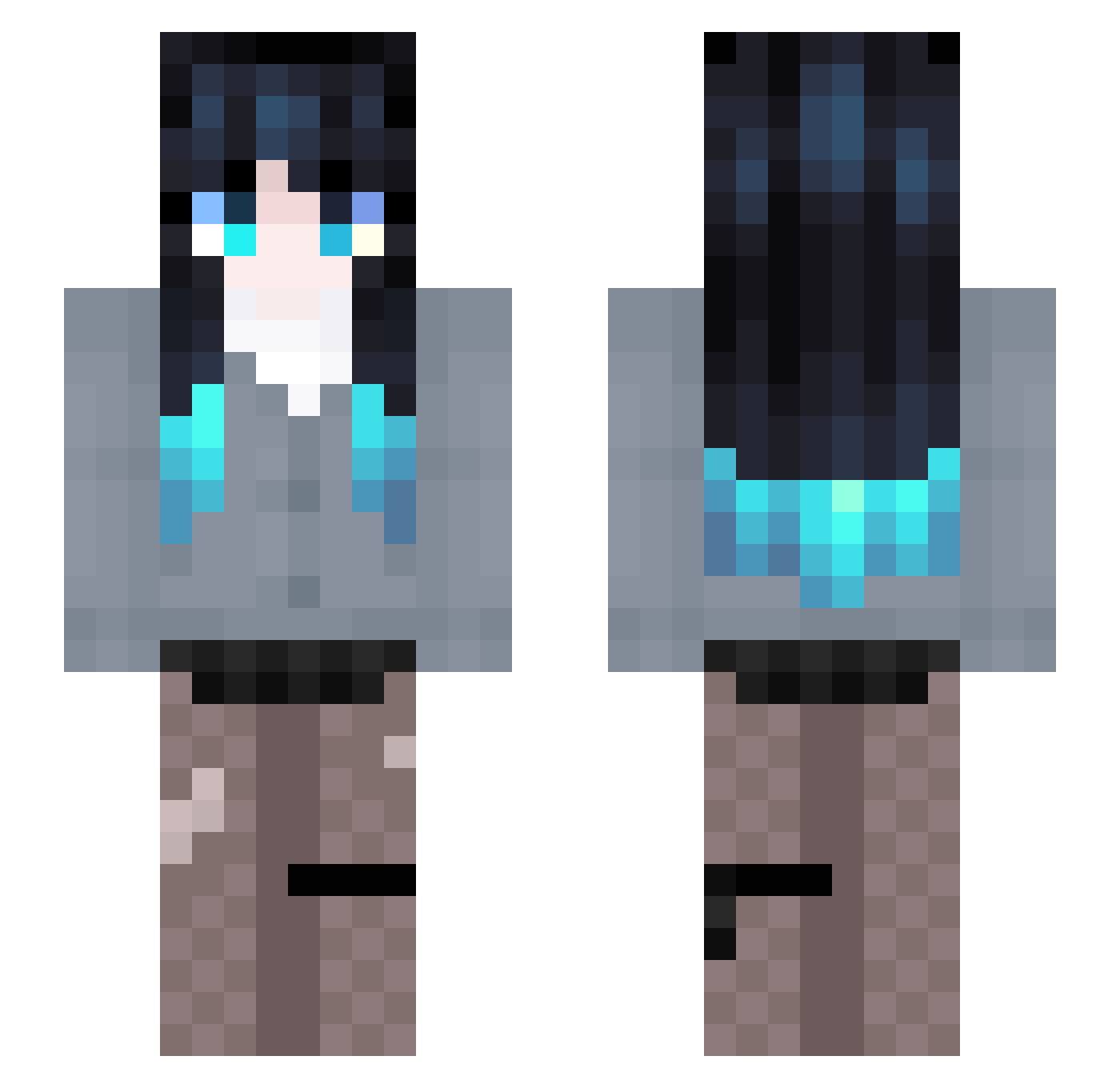 Mikuza01 Minecraft skin, front and back view