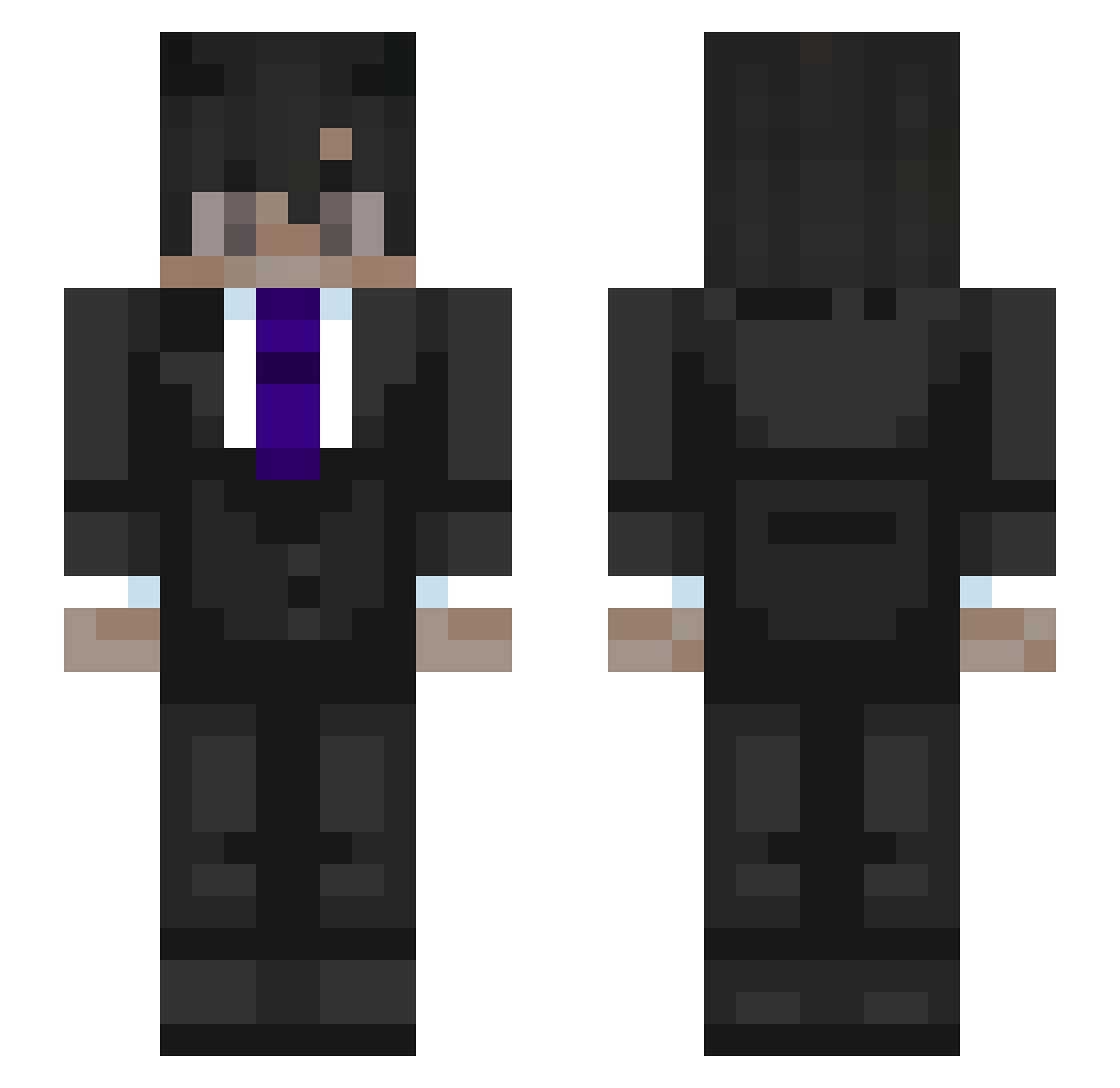 nREXO Minecraft skin, front and back view