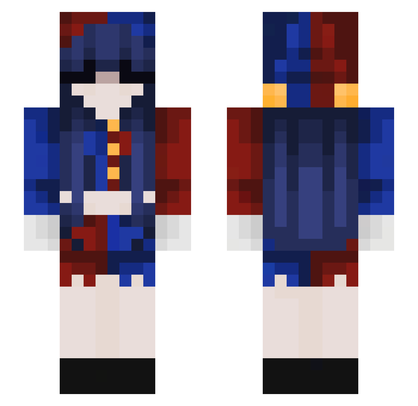 Fractiously Minecraft skin, front and back view