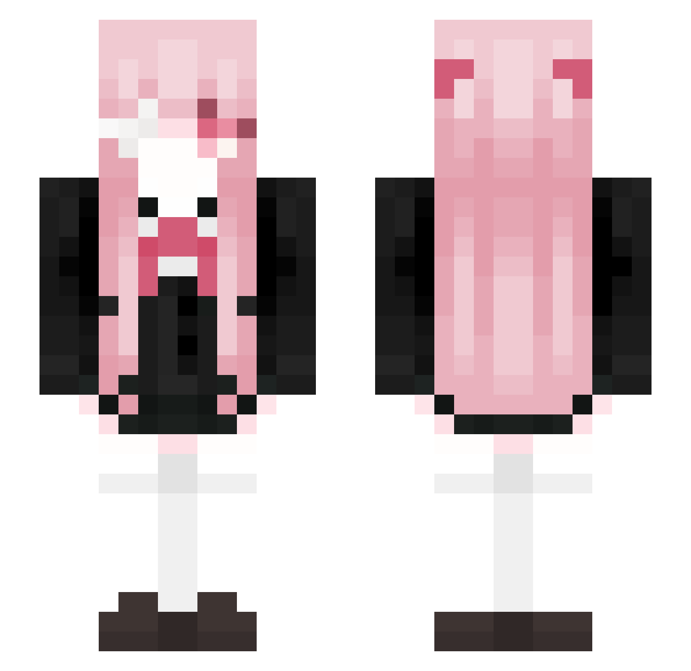 jobina Minecraft skin, front and back view