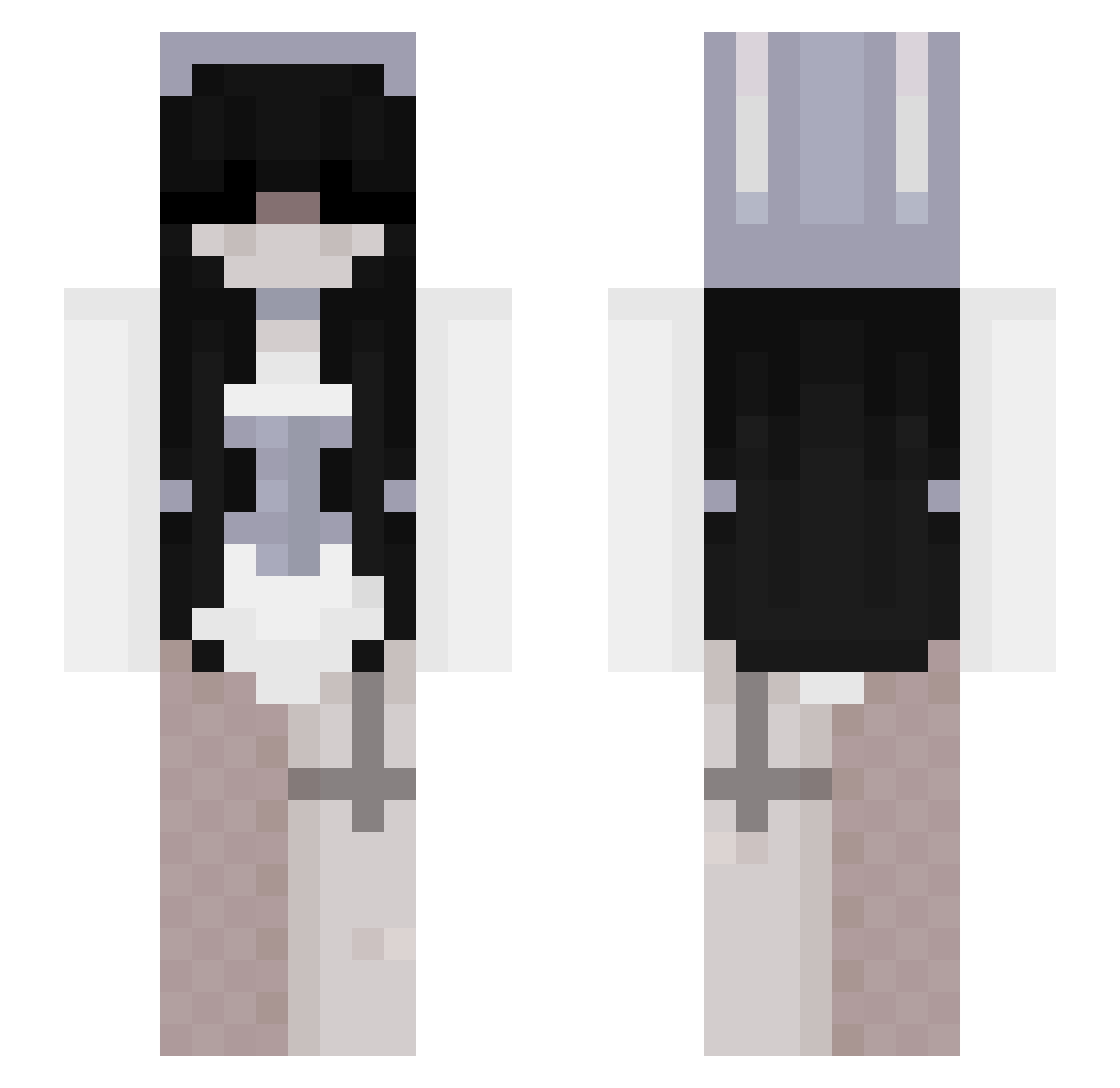 SimplyAyva Minecraft skin, front and back view