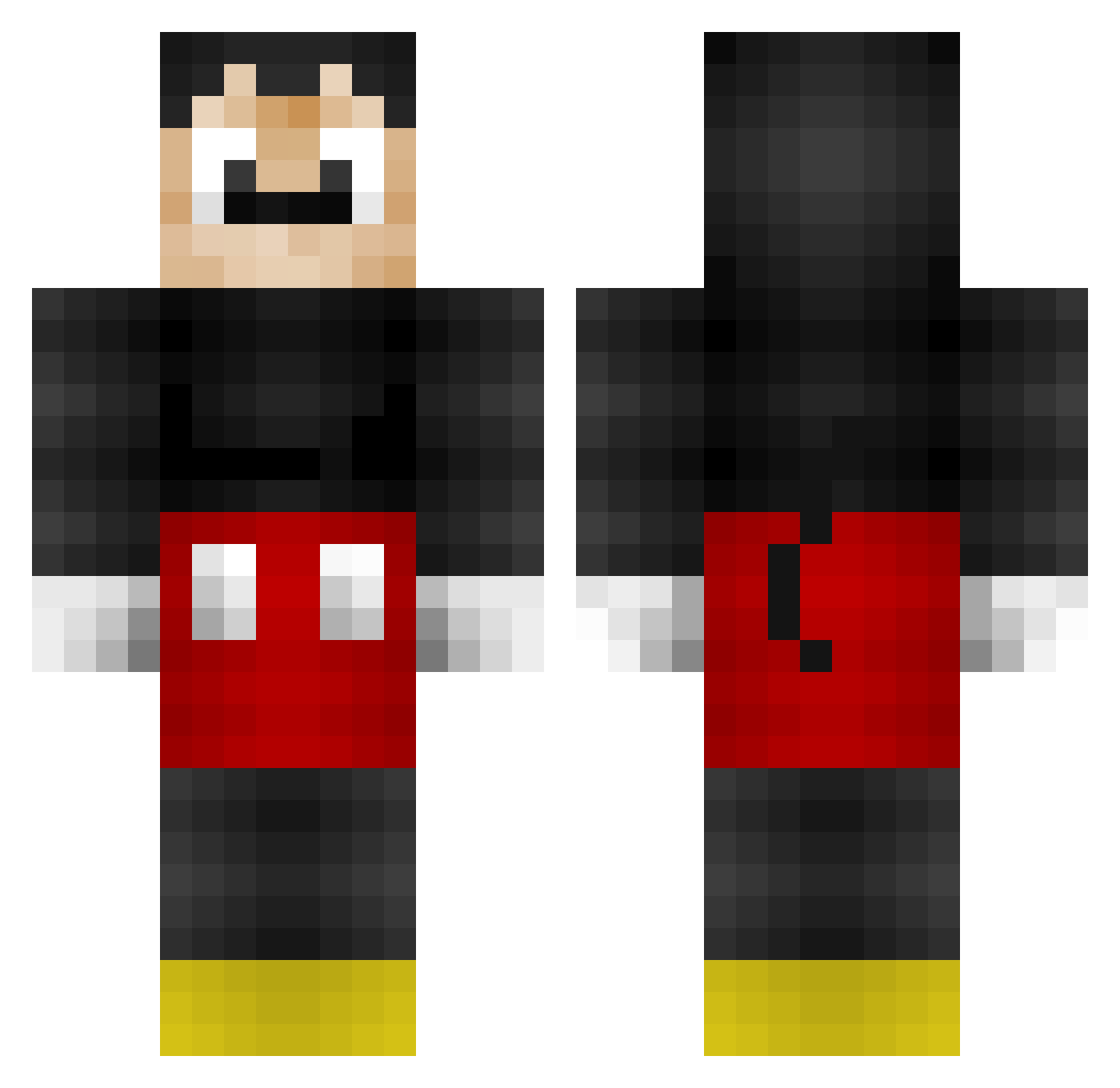 MouseTail Minecraft skin, front and back view