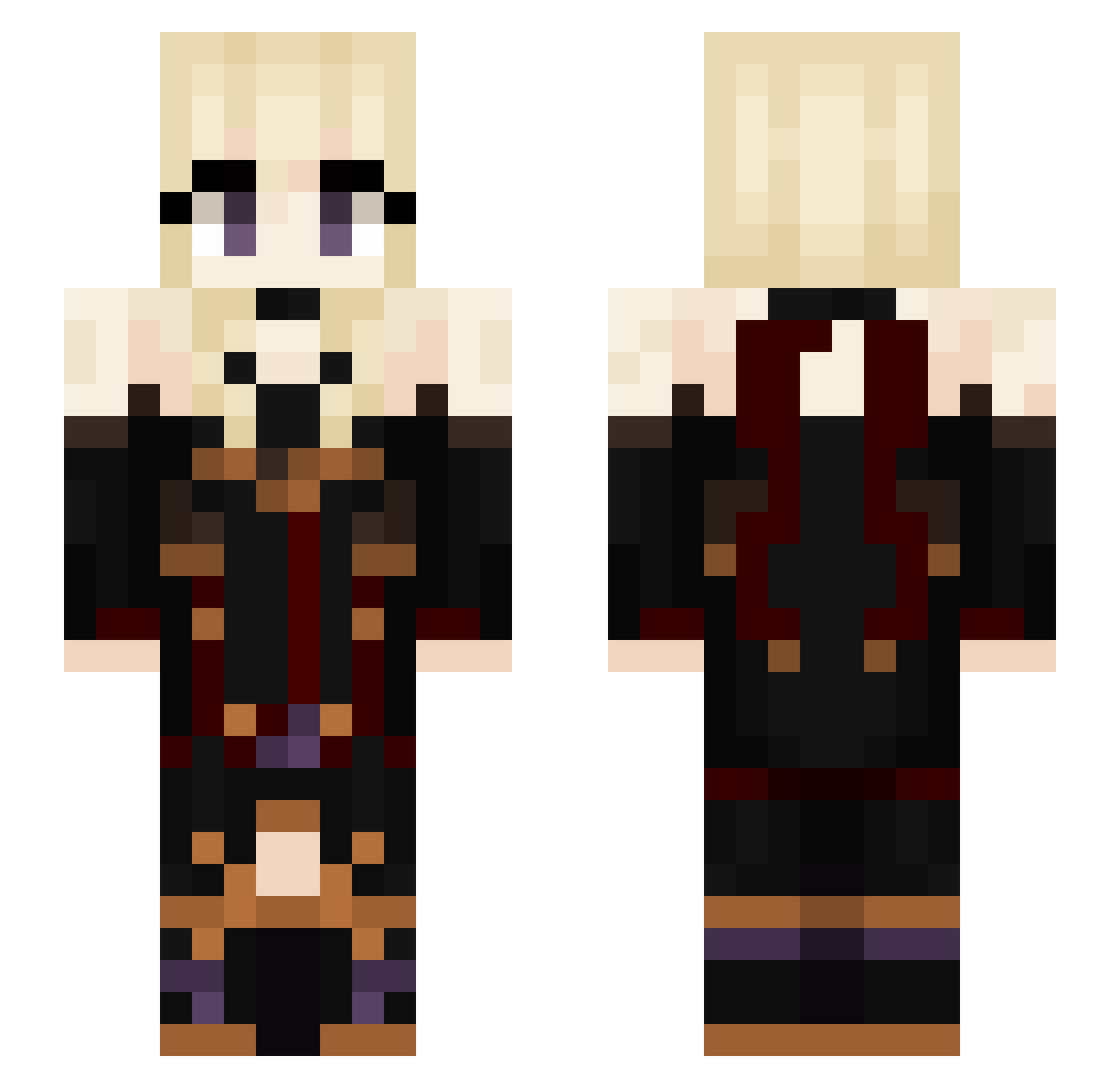 Whiterose0215 Minecraft skin, front and back view