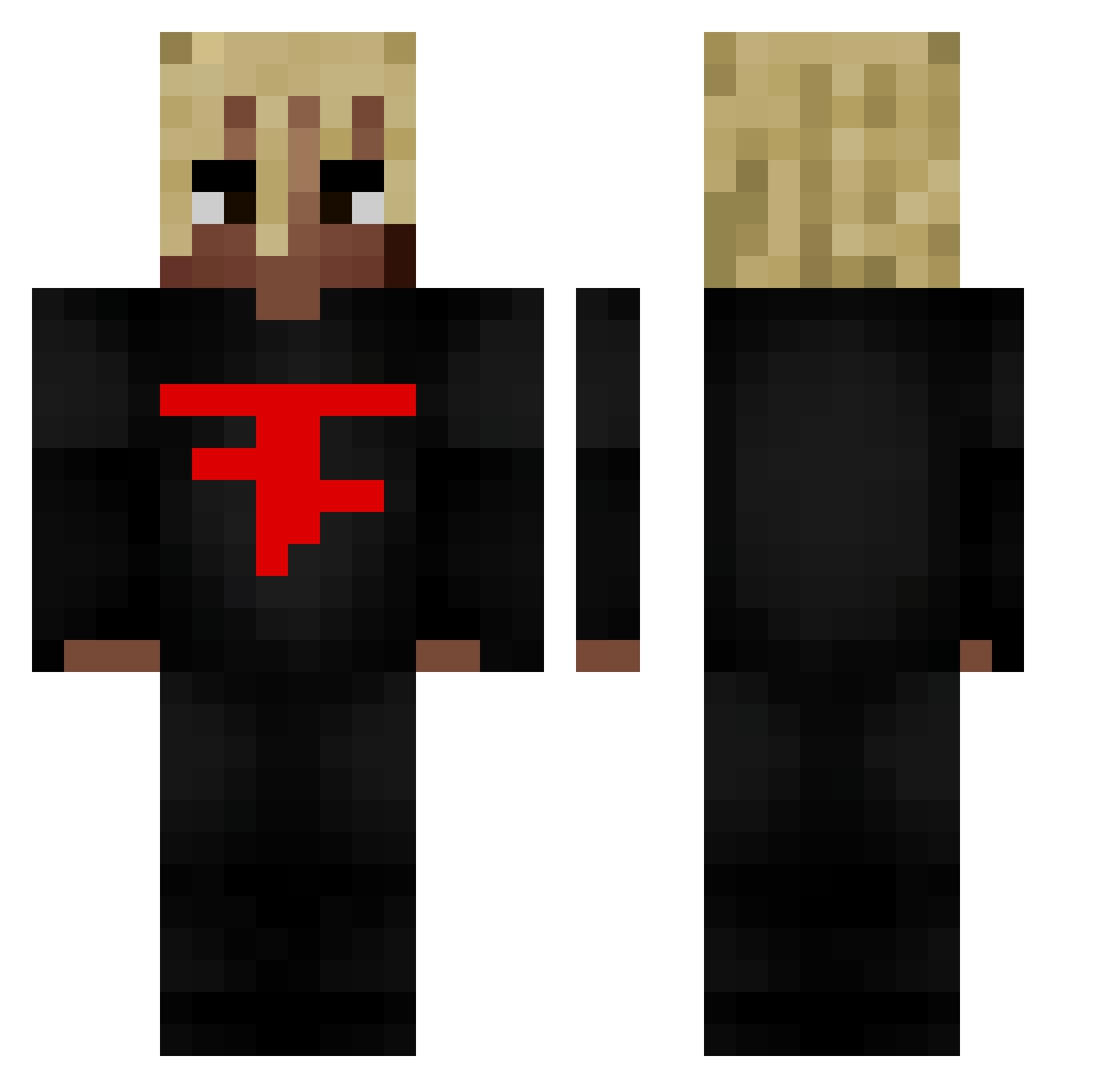PrinceZamn Minecraft skin, front and back view
