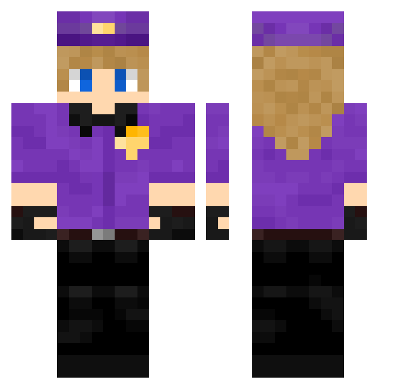 LornDant Minecraft skin, front and back view