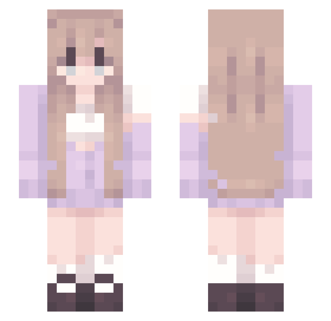 zyqox Minecraft skin, front and back view