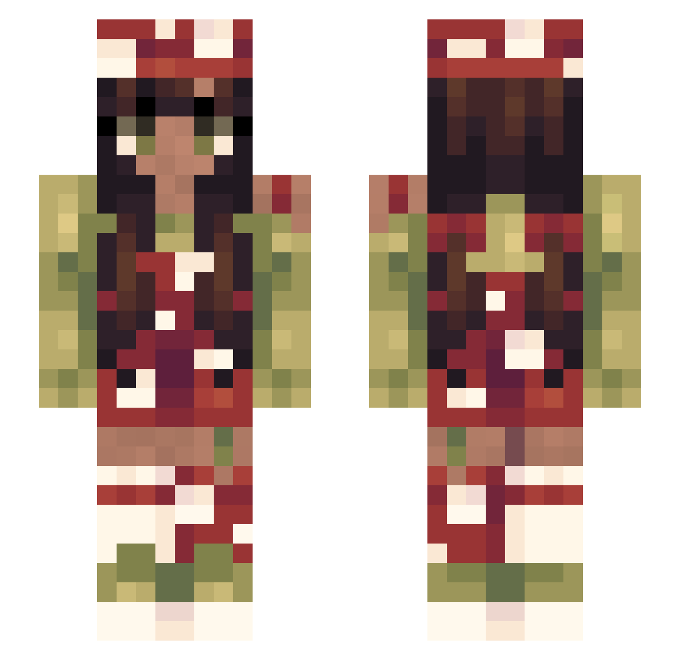RenaHD Minecraft skin, front and back view