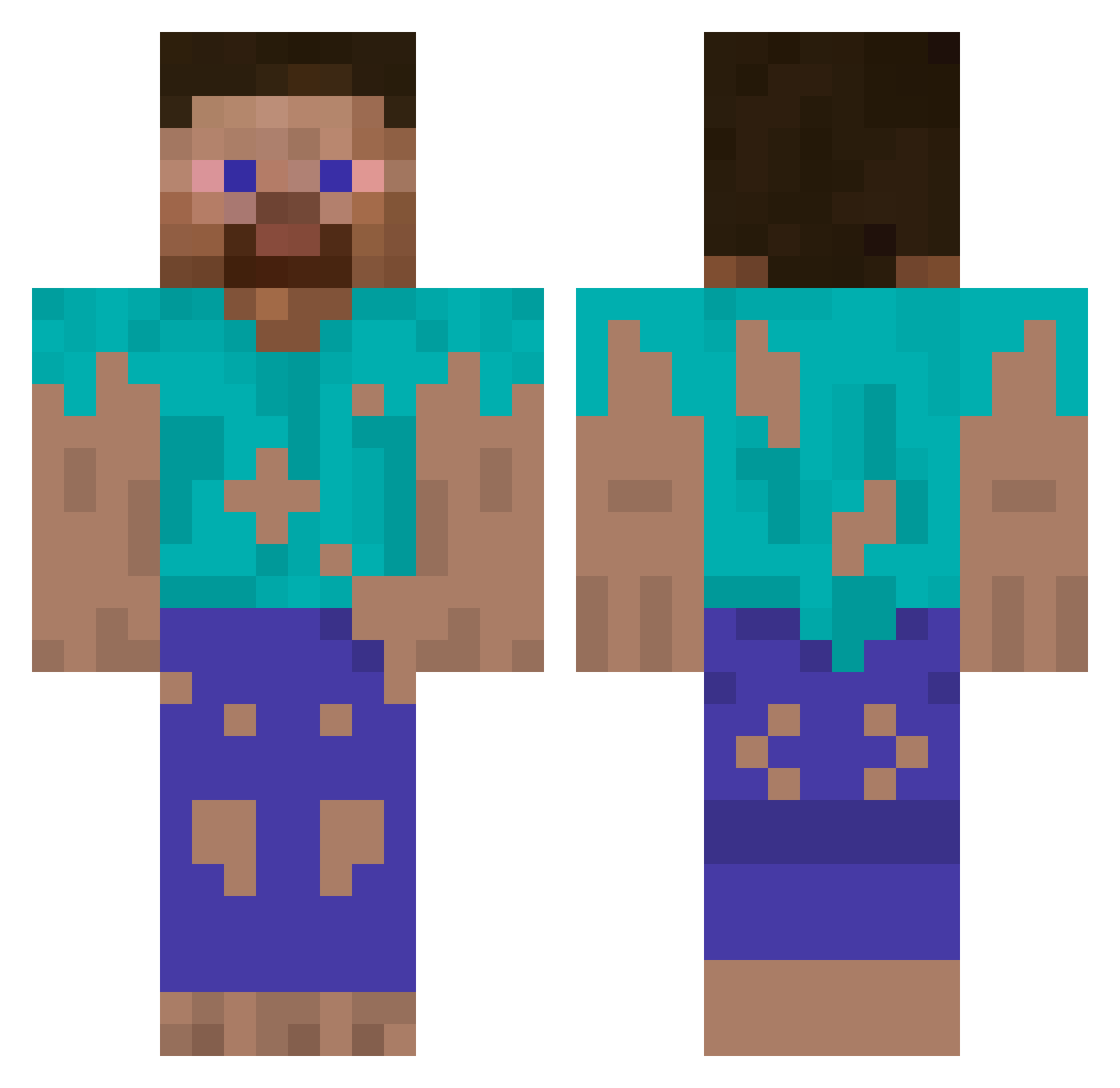 EzyyTTV Minecraft skin, front and back view