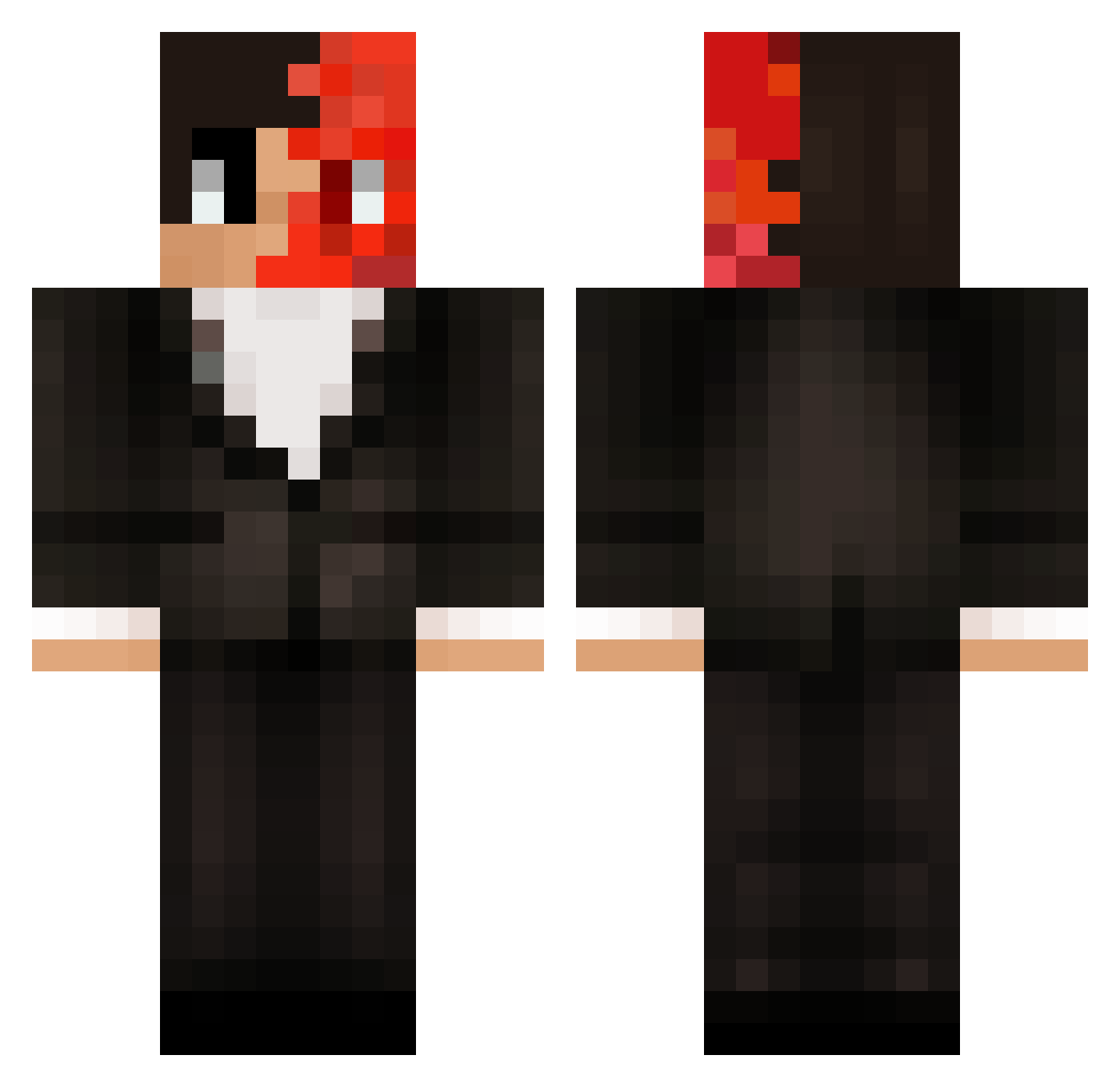 Reseaux Minecraft skin, front and back view