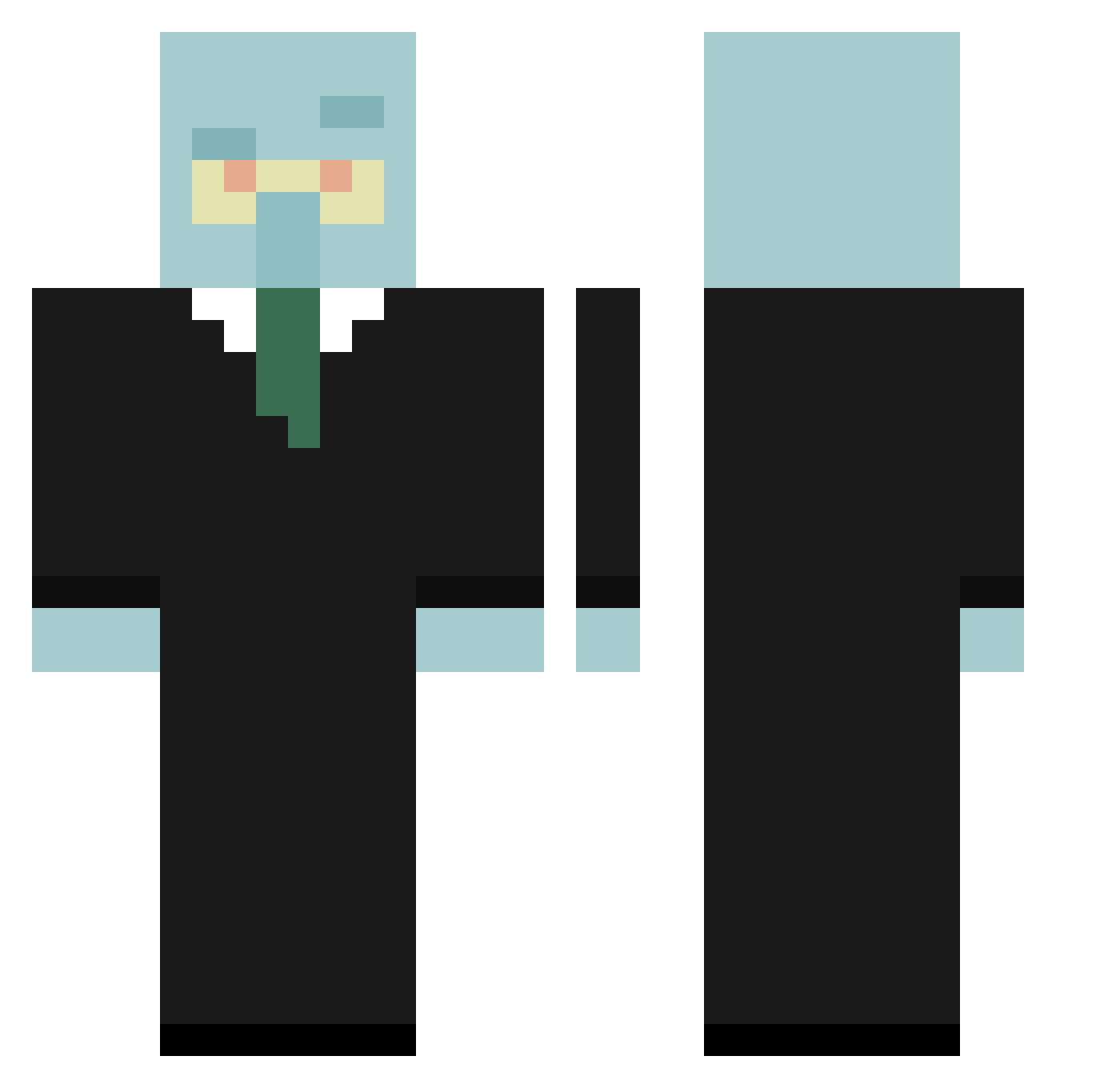 Adodo1 Minecraft skin, front and back view