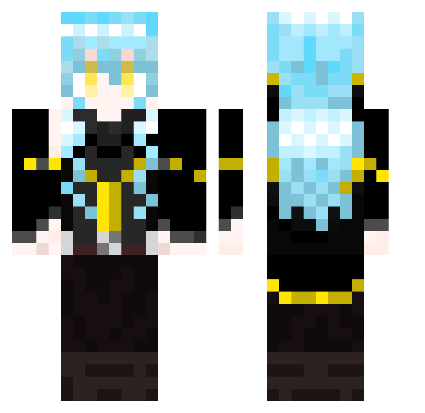 Wolfgodlin Minecraft skin, front and back view