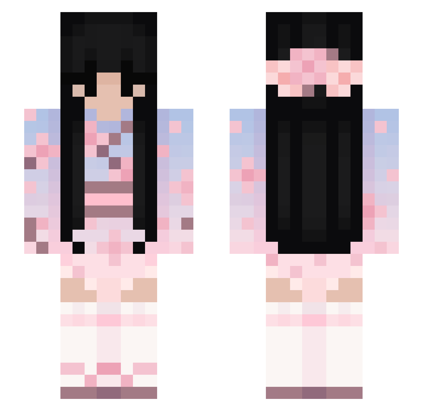 MindlessMilky Minecraft skin, front and back view