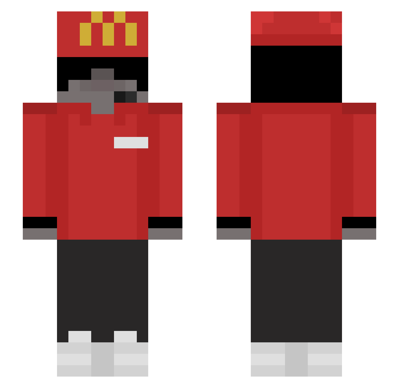 ToeLickerClyne Minecraft skin, front and back view
