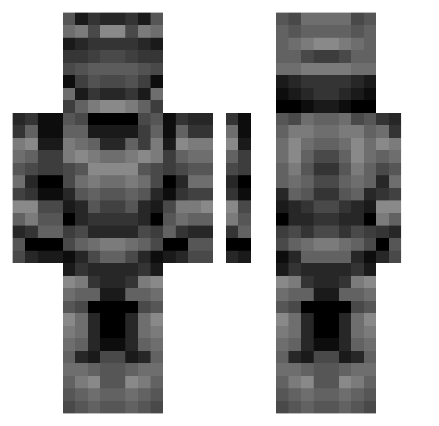 Xyzus Minecraft skin, front and back view