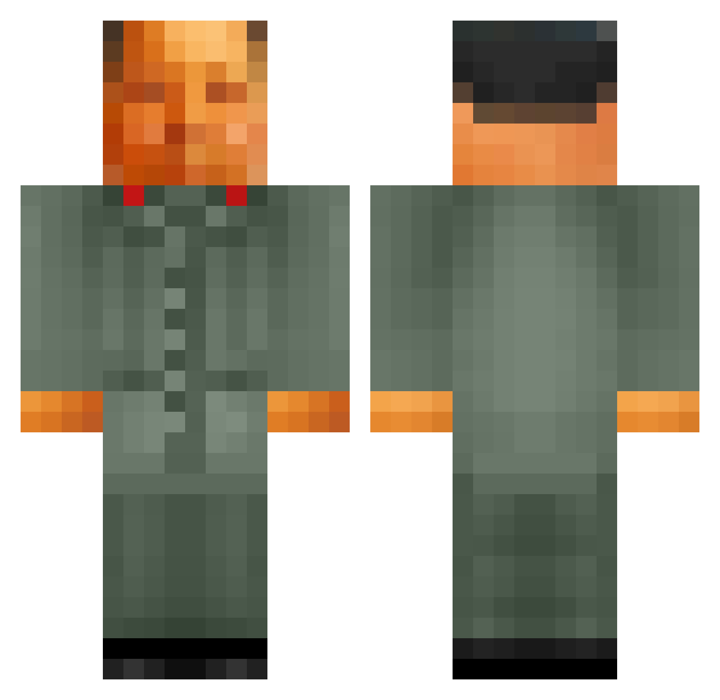 X0END0X Minecraft skin, front and back view