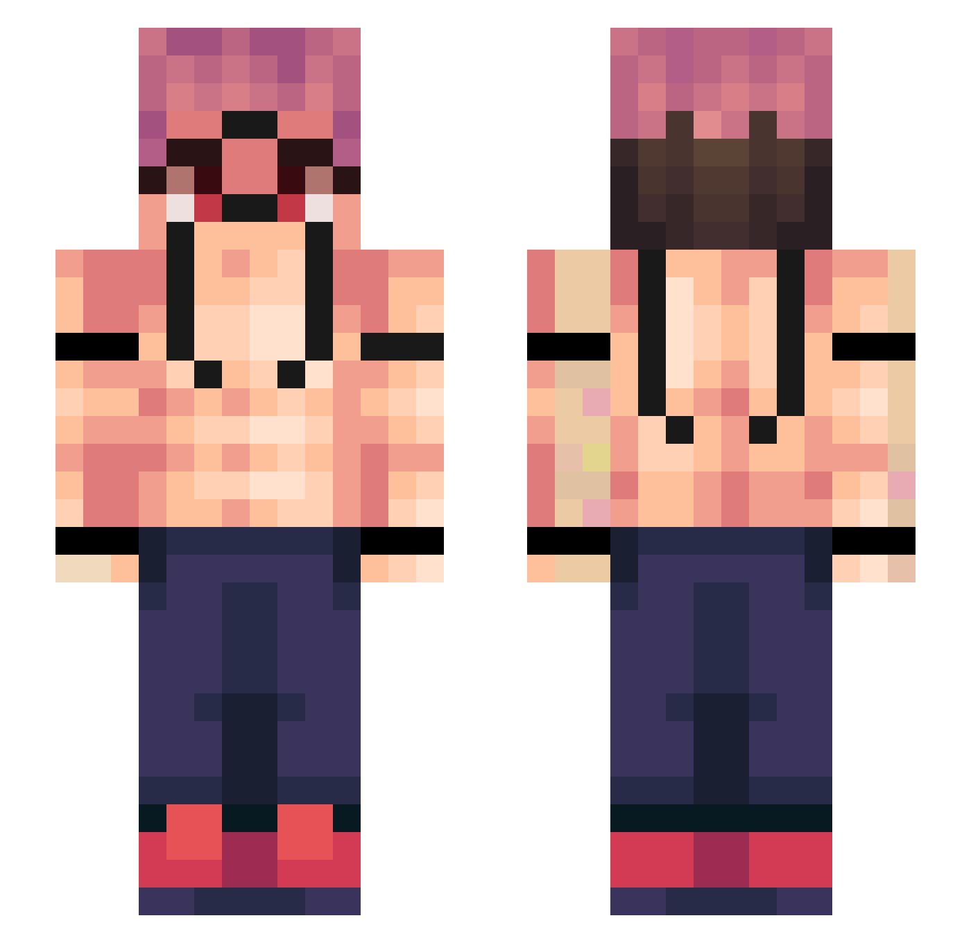 Alex_LavaCreeper Minecraft skin, front and back view
