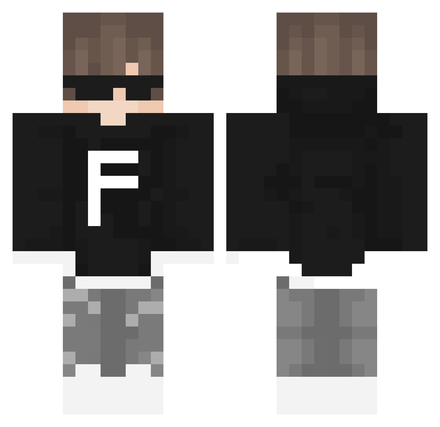 White_Three Minecraft skin, front and back view