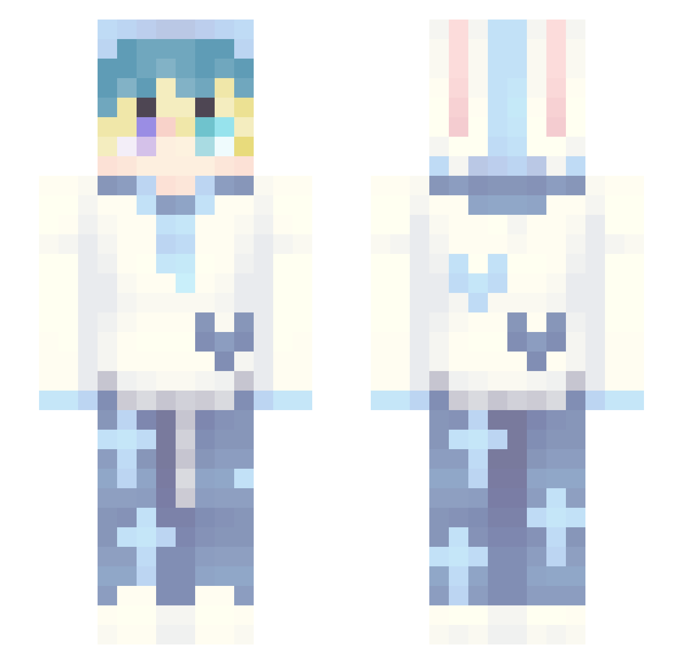 SleepyHiromu Minecraft skin, front and back view